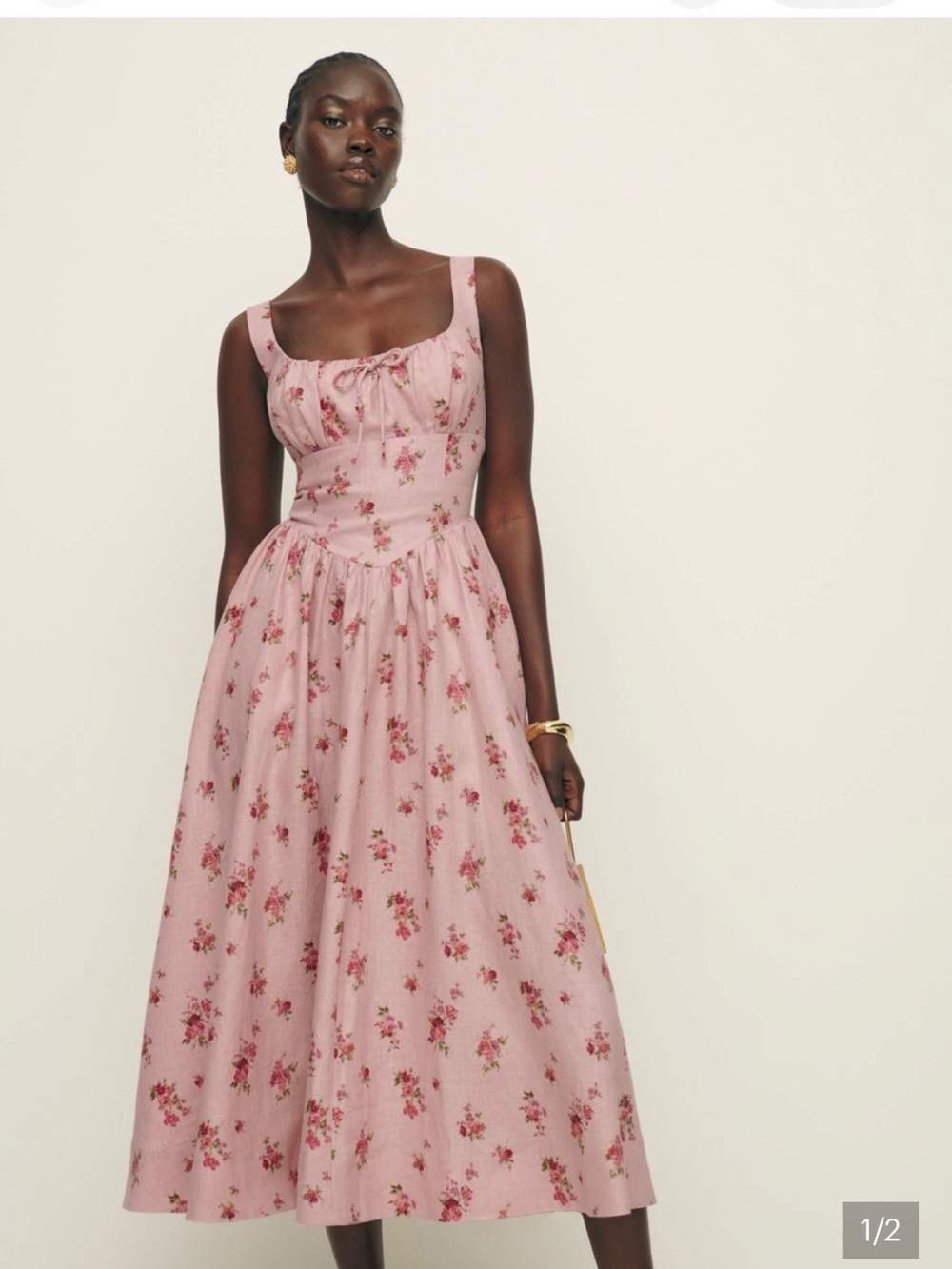 Reformation Pink Floral Midi Dress